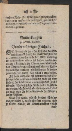 Anmerkungen zum VIII. Kapittel. Von den übrigen Zeichen