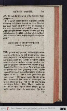 [Briefwechsel des Fräuleins Clarisse mit Lady Hariote]