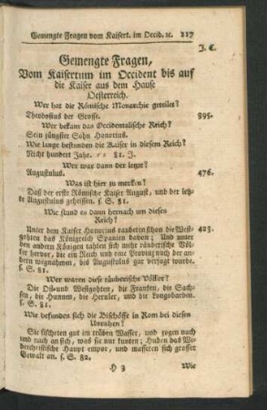 Gemengte Fragen, Vom Kaisertum im Occident bis auf die Kaiser aus dem Hause Oesterreich.