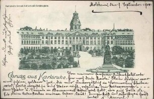 Postkartenalbum. "Gruss aus Karlsruhe". Großherzogliches Schloss mit Schlossplatz