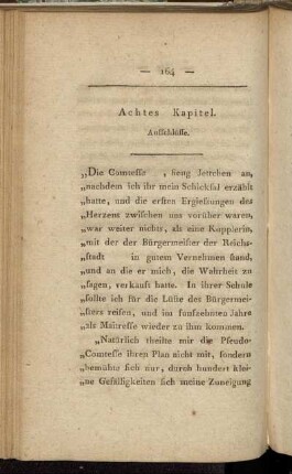 Achtes Kapitel. Aufschlüsse.