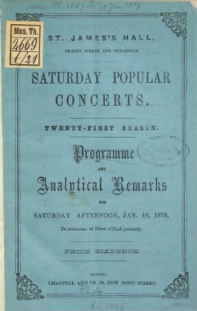 Saturday Popular Concerts : programme and analyt. remarks. 21. 18[78]/79. Concert 651