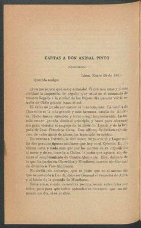 Cartas a Don Aníbal Pinto