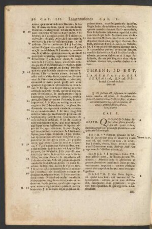 Threni, Id Est, Lamentationes Ieremiae, Qvae Hebraice Cinoth inscribuntur.