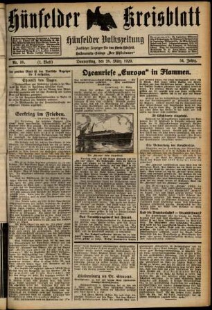 Erste Ausgabe vom Donnerstag, den 28. März 1929.