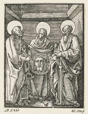 Schweißtuch Christi, aus: Georg Rhau, "Hortulus Animae", Nürnberg 1552