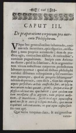 Caput III. De praeparatione corporum pro mercurio Philosophorum