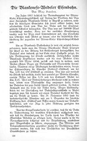 Die Blankenese-Wedeler Eisenbahn.