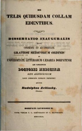 De telis quibusdam collam edentibus
