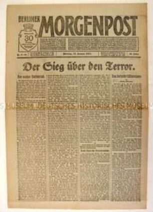 Tageszeitung "Berliner Morgenpost" zur Niederschlagung des Spartakus-Aufstandes