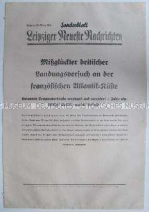 Sonderblatt der "Leipziger Neuesten Nachrichten" zum Kriegsverlauf in Frankreich