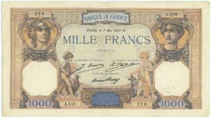 Geldschein, 1.000 Francs, 7.5.1927
