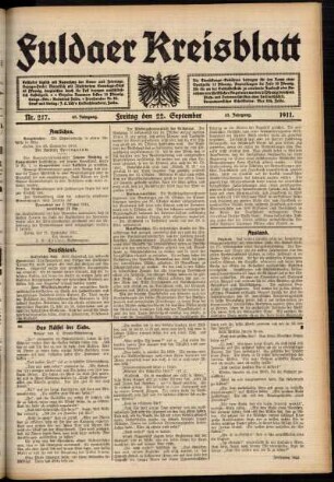 Ausgabe vom Freitag, den 22. September 1911.
