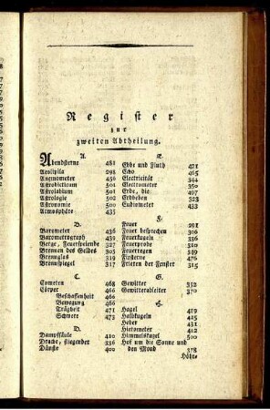 Register zur zweiten Abtheilung.