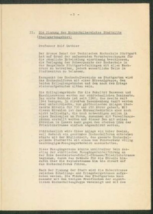 II. Die Planung des Hochschulbereiches Stadtmitte (Stadtgartengebiet)