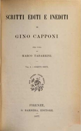 Scritti editi e inediti di Gino Capponi, 1