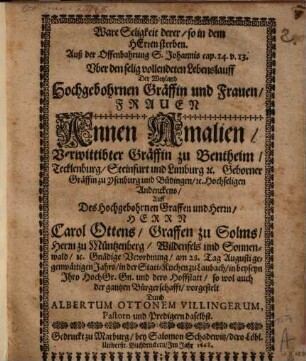 Ware Seligkeit derer, so in dem Herren sterben