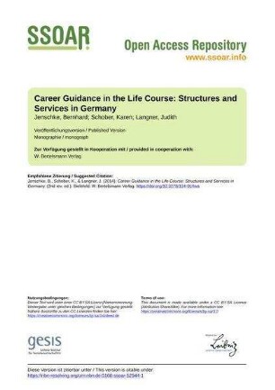 Career Guidance in the Life Course: Structures and Services in Germany