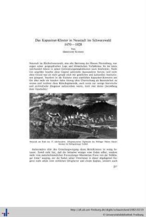 Das Kapuzinerkloster in Neustadt im Schwarzwald 1670-1828.
