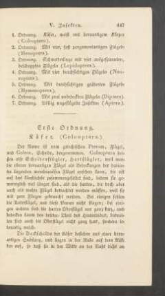Erste Ordnung. Kaefer (Coleoptera.)