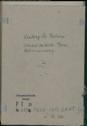 Zivilstandsregister der katholischen Gemeinde Leiberg, Kreis Büren (GAHT 1808-1813) (Gemeinde: Katholische Gemeinde Leiberg)