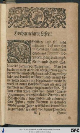 Hochgeneigter Leser!