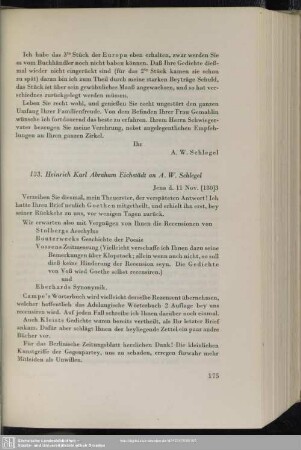 Heinrich Carl Abraham Eichstaedt an August Wilhelm von Schlegel, Jena, 11.11.1803