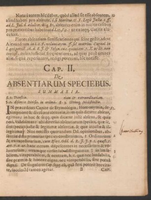 Cap. II. De Absentiarum Speciebus.