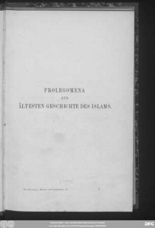 H. 6: Prolegomena zur ältesten Geschichte des Islams. Verschiedenes
