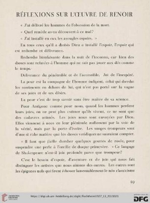 Réflexions sur l'Œvre de Renoir