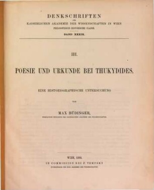 Poesie und Urkunde bei Thukydides : eine historische Untersuchung. 1, Poetische Einwirkungen : Vorbemerkung über Homerisches