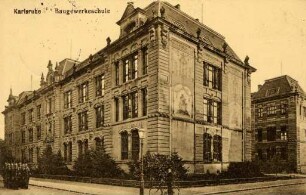 Postkartenalbum mit Motiven von Karlsruhe. "Karlsruhe. Baugewerkeschule"