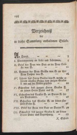 Verzeichniß der in dieser Sammlung enthaltenen Stücke.