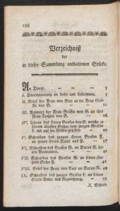 Verzeichniß der in dieser Sammlung enthaltenen Stücke.