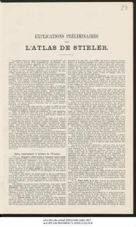 Explications préliminaires sur l'atlas de Stieler
