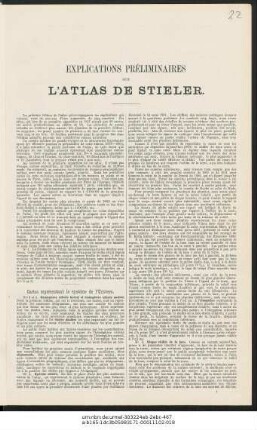 Explications préliminaires sur l'atlas de Stieler