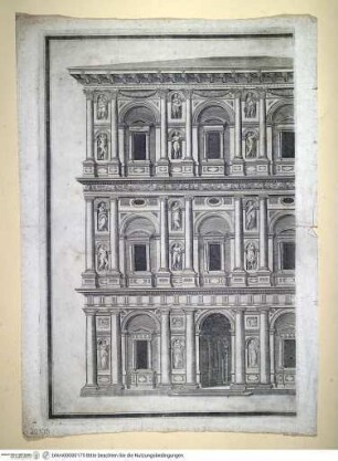 Zweistöckiger Palazzo, linker Teil, Fassade - Linker Teil einer Ansicht eines zweistöckigen Palazzo