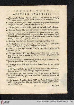 Postitiones. Quator Evangelia