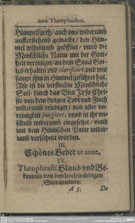 III. Schönes Gebet ut ante