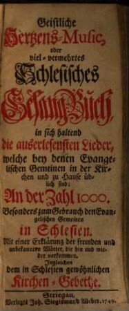 Herzens-Music oder Schlesisches Gesang-Buch
