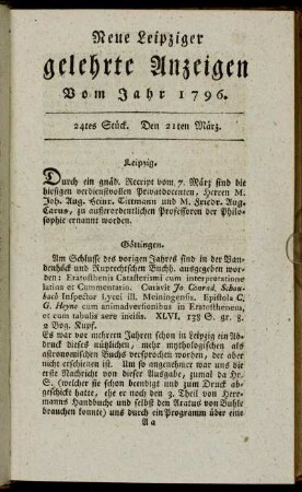24tes Stück. Den 21ten März.