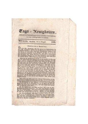 Tags-Neuigkeiten No. 24, 25; 17. August 1833