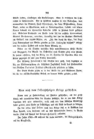 Was nach dem siebenjährigen Kriege geschehen