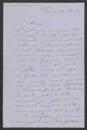 Brief an B. Schott's Söhne : 10.03.1861