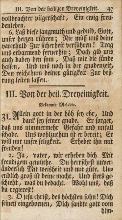 III. Von der heil. Dreyeinigkeit