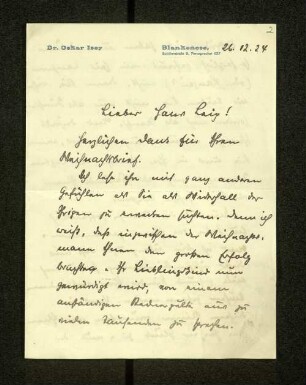 Brief an Hans Leip