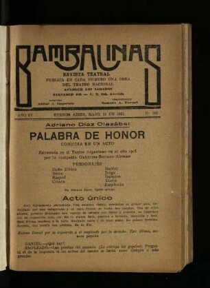 Palabra de honor : comedia en un acto