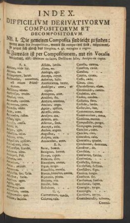 Index. Difficilium Derivativorum Compositorum Et Decompositorum