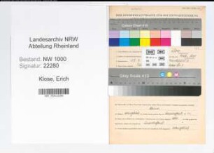 Entnazifizierung Erich Klose, geb. 27.03.1905 (Angest.)