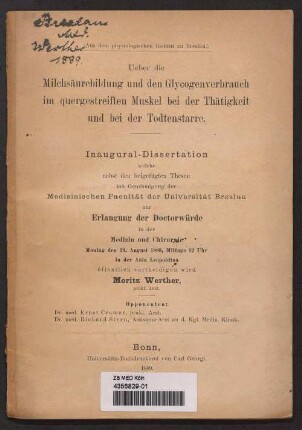 Ueber die Milchsäurebildung und den Glycogenverbrauch im quergestreiften Muskel bei der Thätigkeit und bei der Todtenstarre